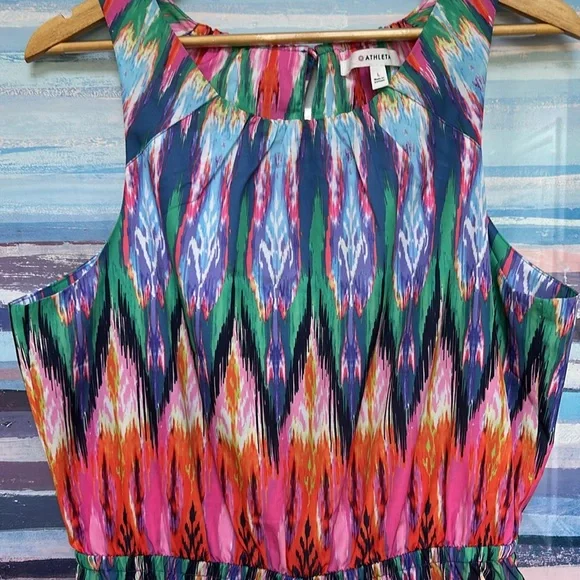 ATHLETA Ikat Martinique Dress LARGE Sleeveless Lightweight Multicolor - Picture 5 of 9